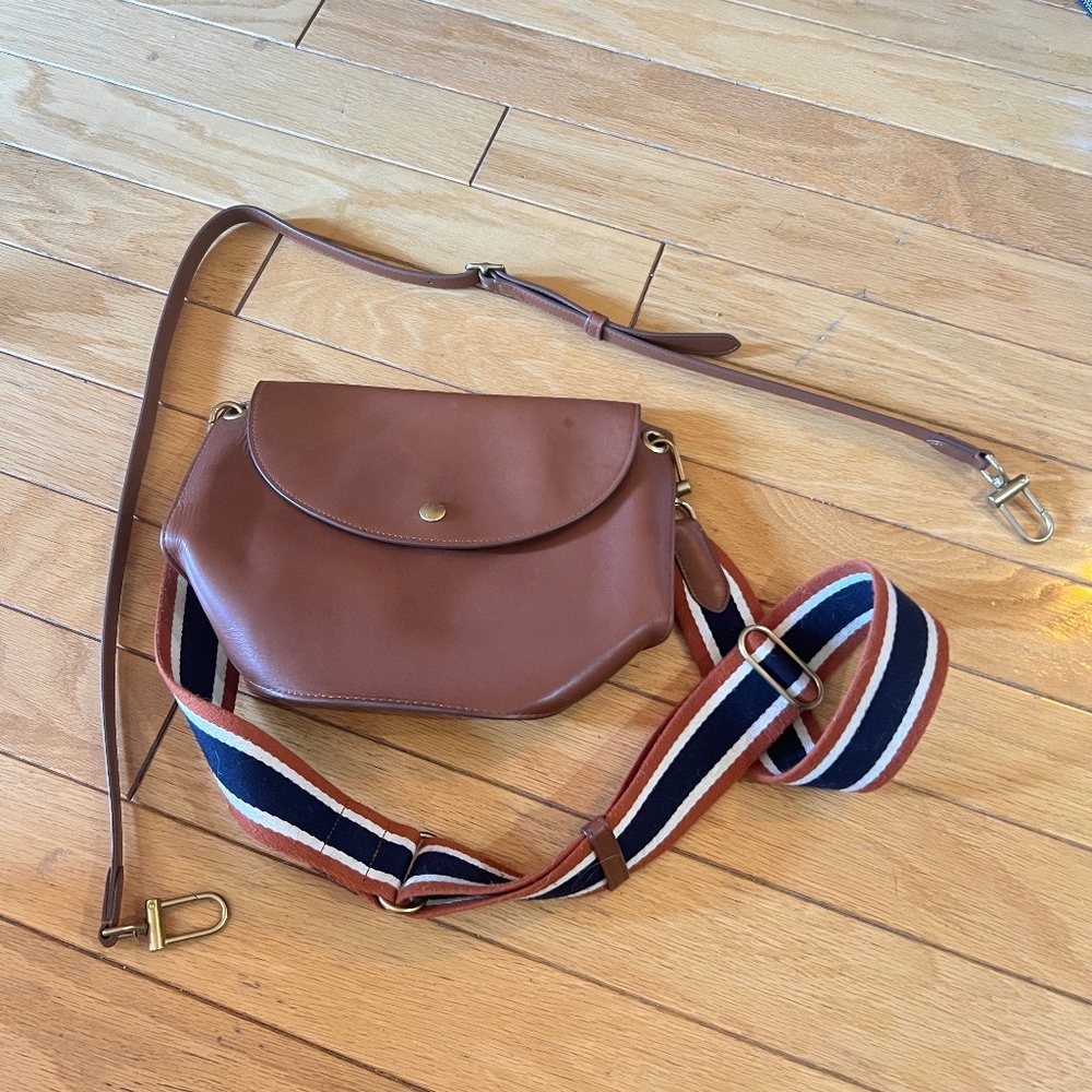 Brown leather crossover purse
